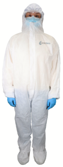 Carter-Health Coverall, SMS; Zipper Front, Attached Hood, Boots, Elastic Wrists, Non-Sterile, Cleanroom, Personal Protection, USP 797